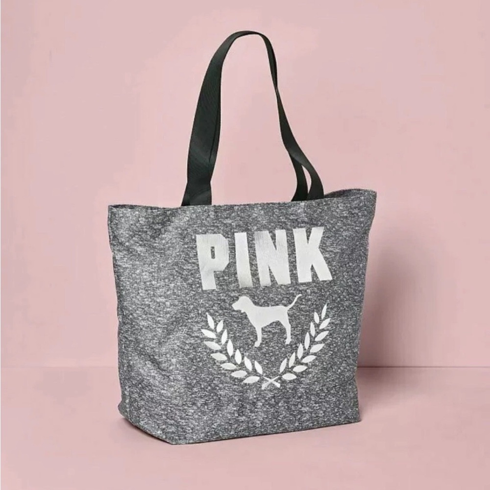 Victoria's Secret PINK Heather Grey Weekender School Beach Zip Bag Getaway NWD